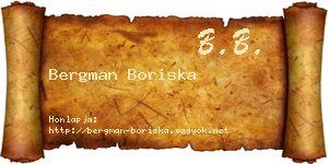 Bergman Boriska névjegykártya